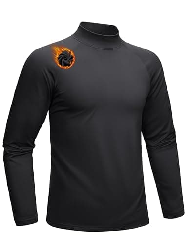 Image of MAGCOMSEN Men's Mock Turtle Neck Long Sleeve Base Layer Thermal Top Warm Underwear Fleece Lined Winter Shirt Black, M