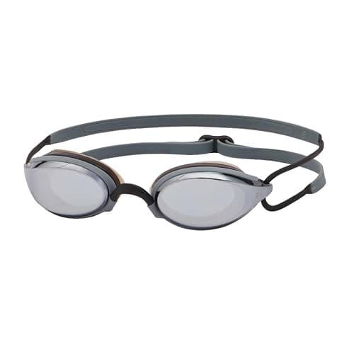 Image of Zoggs Fusion Air Swimming Goggles Adult (Titanium Mirror Smoke Lens, Black/Grey) Women, Men, Air-Filled Cushion Comfort Fit, Anti-Fog, UV Protection, Wide Vision with Interchangeable Nose Bridge