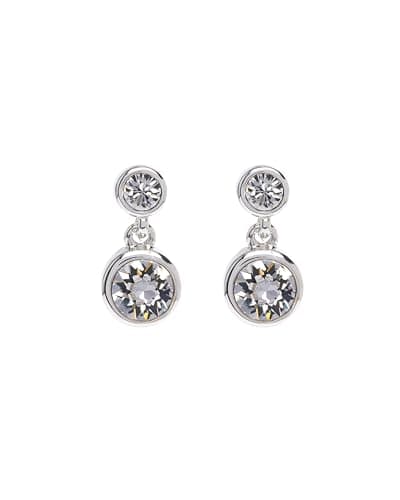 Image of Karen Millen Crystal Dot Drop Earrings For Women (Silver/Clear Crystal)