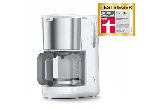 Image of Braun Household PurShine KF 1500 WH Filter Coffee Maker with Glass Jug for up to 10 Cups, OptiBrew System, Automatic Shut-off, 1000 W, White KF1500WH
