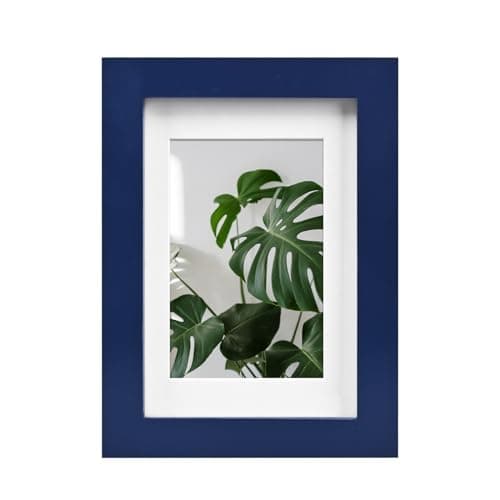 Image of EGOFINE 6x4 Photo Frame,Solid Wood Frame with Acrylic Glass,Matted for 3.5x5/4x6 inch Picture,6x4 Picture Frames for Tabletop and Wall Mounting,10x15cm Small frames for Printing,Navy Blue