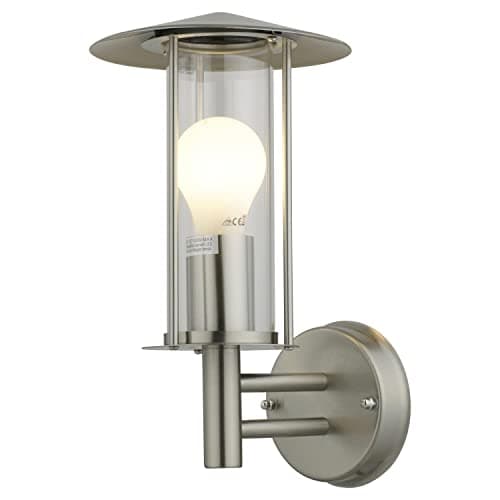 Image of firstchoicelighting Brushed Stainless Steel Outdoor Wall Light Modern Porch Light Garden Lantern Wall Light IP44 Rated LED Compatible