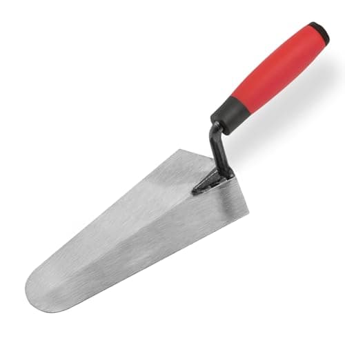 Image of 180mm Gauging Trowel – Carbon Steel Blade with TPR Soft Grip Handle – Rounded Tip Mortar & Plaster Trowel for Mixing, Applying & Corner Work