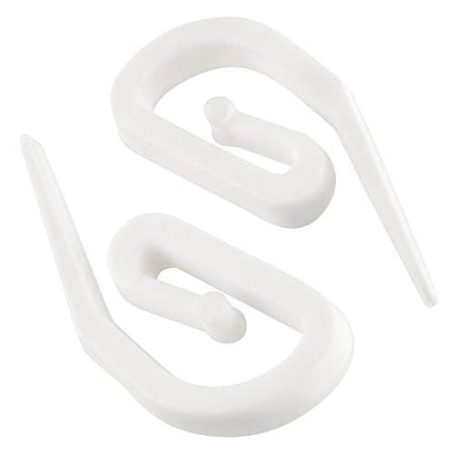 Image of White Plastic Curtain Hooks | Hooks For Pencil Pleat, Window, Door & Shower Curtains | Heavy Duty Hook for Header Tape & Drapery | Pack of 100-3.2 x 1.2cm | The Bead Shop - A UK Brand