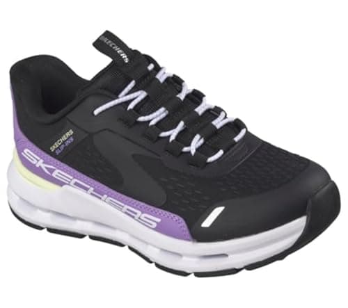 Image of Skechers Girl's Glide-Step + Vista Lane Sneakers, Black Synthetic/Purple Trim, 3 UK Child