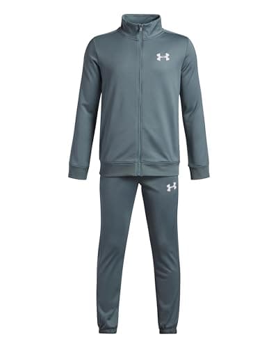Image of Under Armour Boys' Rival Knit Tracksuit, Comfortable and Soft Boys' Tracksuit with Pockets, Sweat-Wicking Sportswear for Athletics, PE and Training,Jasper Blue / / White,YXL
