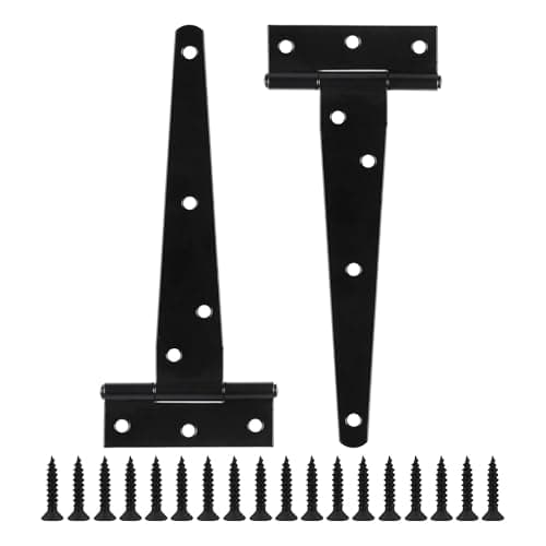 Image of Multipack T-Hinges with Screws, Heavy Duty T-Strap Gate Hinges, Black Coated Metal Tee Hinges, Rustproof and Weather Resistant for Shed Doors, Barn Doors, Wooden Gates, and Fences. (300mm (12"))
