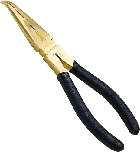 Image of WEDO Brass Bent Needle Nose Pliers 200mm(8"), Bent Long Nose Pliers 45 Degree with Non-Slip Handle,Industrial-Grade,for Jewelry Making, Wire Wrapping, Wire Bending Small Object Gripping,DIN Standard