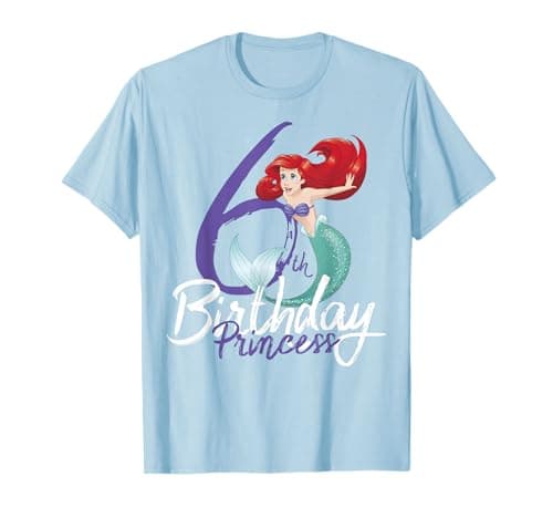 Image of Disney Little Mermaid Ariel 6th Birthday Princess T-Shirt