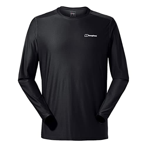 Image of Berghaus Men's 24/7 Long Sleeve Crew Tech Baselayer T-Shirt | Moisture Wicking | Breathable Technical T-Shirt, Black/Black, L