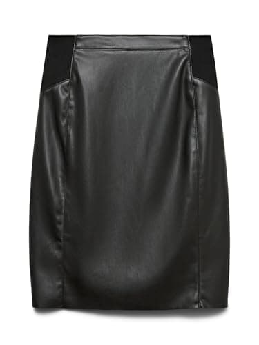 Image of VERO MODA NOS Women's Vmbuttersia Hw Coated Skirt Noos Skirt, Black (Black Black), 16 (Manufacturer Size: X-Large)