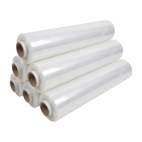 Image of Straame Heavy Duty Strong Pallet Wrap Cling Film Packaging for Industrial, House Moving, Packing, Furniture Wrapping, Storage - Tear Resistant - Water & Moisture Proof 400mm x 250m (Clear, 6 Rolls)
