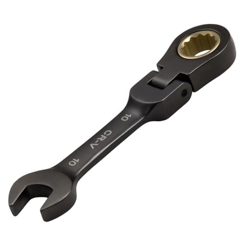 Image of SPEEDWOX 10mm Stubby Flex-Head Ratcheting Combination Wrench - 72 Tooth Box and Open End Spanner, Anti-Slip Flexible Head, Heat-Treated CR-V Steel Works on Stripped and Rounded Bolts