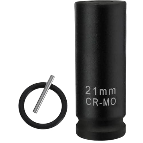 Image of 21mm Scaffolding Impact Sockets, 1/2" 21mm Metric Deep Scaffolders Drive with Retaining Pin + O-Ring, CR-V Chrome Vanadium Steel Drive, Ideal for Long Bolts and Scaffolding Clamps