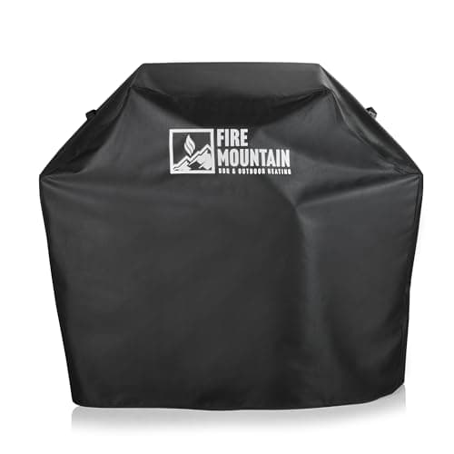 Image of Fire Mountain Everest Pro 4 Burner Premium Protective Heavy Duty BBQ Cover, Black, Weather Proof, Outdoor Grill Protection, Fade Resistant Barbecue Shelter, Adjustable Ties, BBQ Shelter