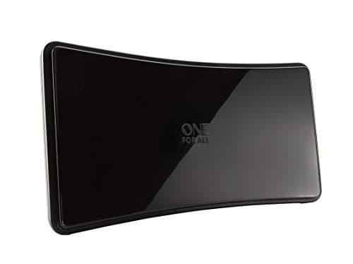 Image of One For All Amplified Indoor Digital TV Aerial - Ready to receive Freeview and Analogue TV Signals within a range of 9 miles - Full HD Ready – Curved HDTV Antenna – UHF/VHF - black - SV9420