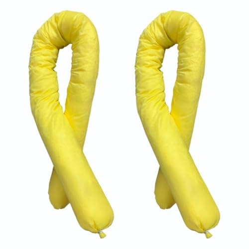 Image of Yellow Chemical Absorbent Sock - Chemical Spills 1.2 Metre Spun Bound Absorbs 8L Chemical-based liquids, For Hazardous Liquid Spills and Leaks, UK Made (2-pack)