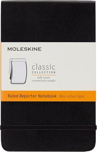 Image of Moleskine Classic Ruled Paper Notebook - Soft Cover and Elastic ClosureJournal, Black, Pocket 9 x 14 A6, 192 Pages