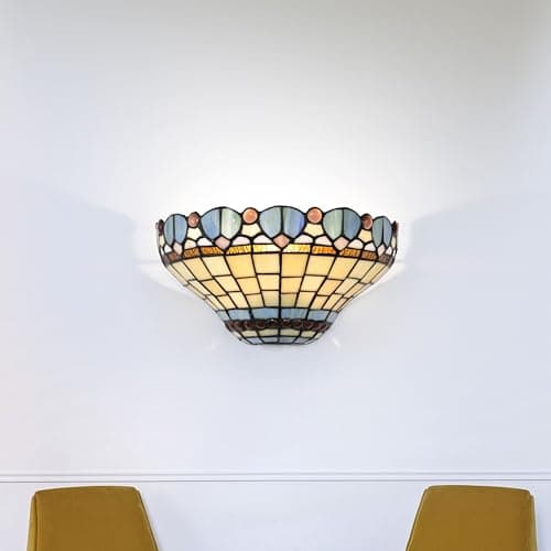 Image of Home Supplies Tiffany Wall Lights for Living Room, Wall Lamps Stained Glass Contemporary Wall Lights for Bedrooms and Lounge 7x13 inches (HxW) (Red Dragonfly)