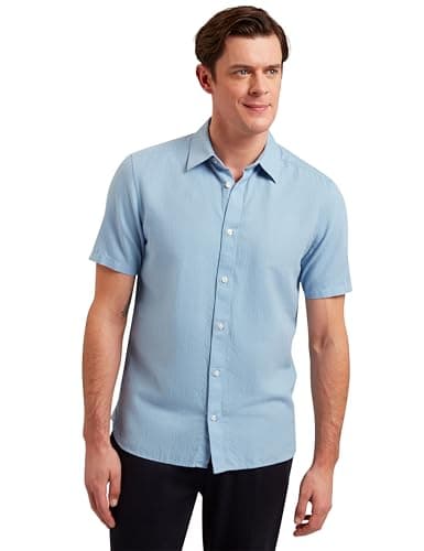 Image of Ted Baker London zefre-ss Regular Linen Shirt, lt-Blue