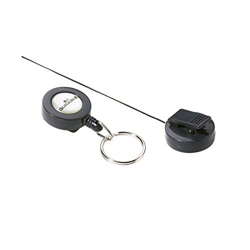 Image of Durable Badge Reel with Key Ring in Charcoal - Pack of 10 - Perfect for Securely Holding Name Badges, Security Passes, Key Fobs, etc.