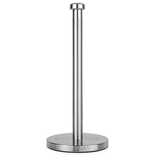 Image of Morphy Richards 974028 Accents Kitchen Roll Holder and Mug Tree Set, Stainless Steel, Silver, 15 x 15 x 34.5 cm