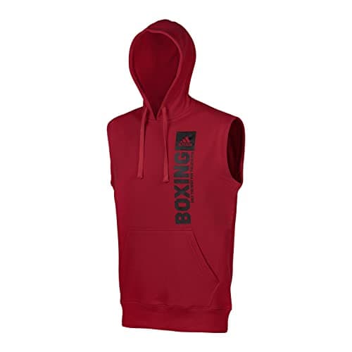 Image of adidas Men's Community Vertical Hoody Sleeveless Boxing Hoodie Sleeveless Red/Black XL, Red/black, XL
