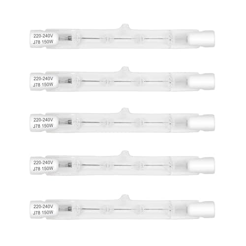 Image of EASYIVY R7s Halogen Light Bulbs 78mm 150W, 230V 2880lm Dimmable Tungsten Linear Floodlight Bulbs J78 Security Light Bulb 2800K Warm White for for Work Lights, Floor Lamps, 5-Pack
