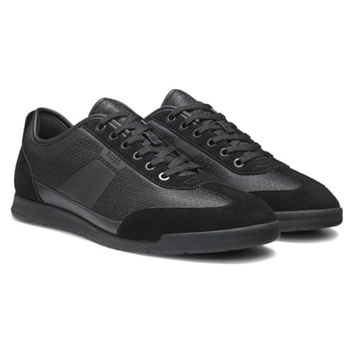 Image of BOSS Men's Nitan_Lowp_nymn 10277929 01 Low-Profile Trainers, Black, 10 UK