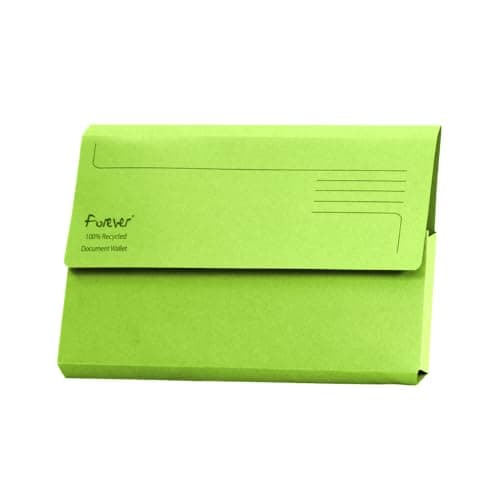 Image of Exacompta Forever Document Wallets - Perfect for Storing Documents - Recycled 290 gsm Board - 34.5 x 24.5 cm in Size - A4/Foolscap - Green - Pack of 25.