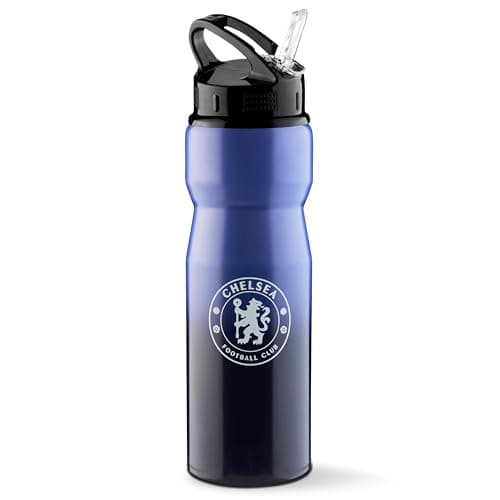 Image of Chelsea FC Water Bottle with Straw - Metal Water Bottle for Football Fans Sports Work Gym Gifts for Men
