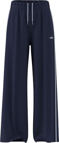 Image of adidas Women's Seasonal Essentials Colorpop Pants with Embroidered Graphic, Dark Blue/White, S