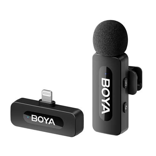 Image of BOYA BY-V1 Wireless Lavalier Microphone for iPhone, Mobile Phone Microphone iPhone Wireless, 100m Range, Mini Lapel Mic for Podcast, Video, Vlog, YouTube, TikTok