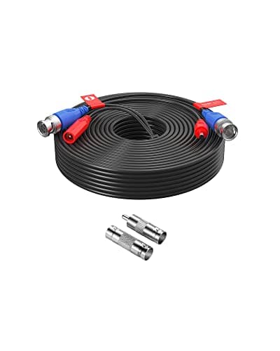 Image of ZOSI 60ft Security CCTV Video Power Cables 4K 8MP 5MP 3MP 2MP 1080P 720P All-in-One,BNC Extension Security Wire Cord for Video Surveillance Camera DVR System with BNC RCA Connector
