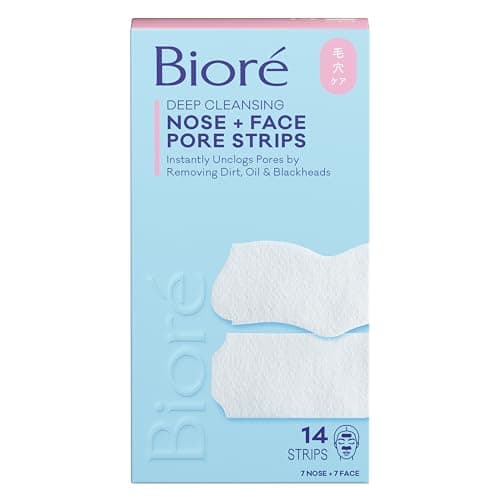 Image of Biore Deep Cleansing Blackhead Remover Nose Strips and Face Pore Strips Combo, Pack of 14