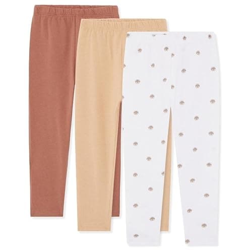 Image of Bramble & Bear Unisex Baby (3-pack) Soft Leggings, Assorted Brown, 2-3 Years UK