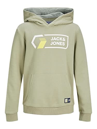 Image of JACK & JONES Boys Pullover Hoodie Logo Printed Warm Hooded Sweat Top Tea 10 Years