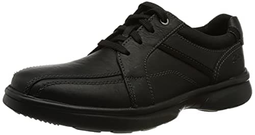 Image of Clarks Men's Bradley Walk Oxford shoe, Black Tumbled Leather, 8.5 UK