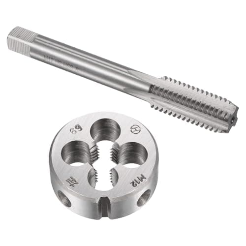 Image of TOP-VIGOR Tap and Die Sets, M12 x 1.75 Metric Left Hand Screw Thread Straight Flute Tap with Round Threading Die, Heavy Duty Tap & Die Kit for DIY, Repair, Cutting External and Internal Thread
