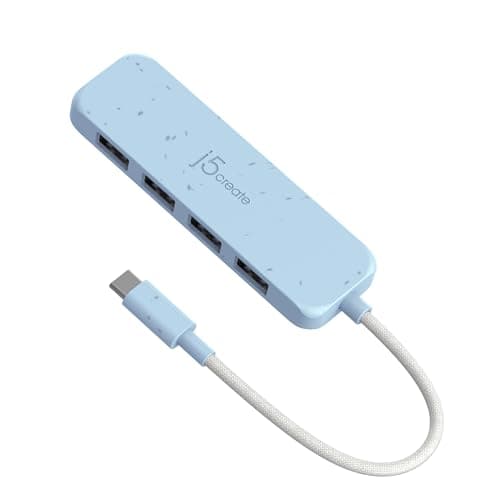 Image of j5create 4-in-1 USB-C to 4-Port Type-A Hub(Eco-Friendly), 4 USB-A with 10Gbps SuperSpeed, USB-C Dongle | Compatible with MacBook Pro, MacBook Air, iPad, Mac Mini and More Type C Devices(JCH341EC)