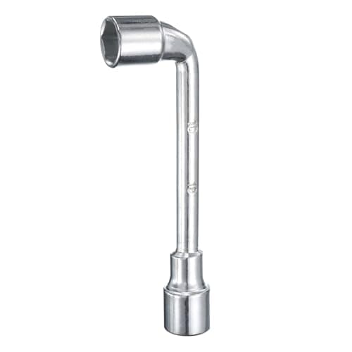 Image of sourcing map L Shaped Angled Hex Socket Wrench 19mm 45# Steel Double Ended Metric 6 Point Tubular Socket Spanner for General Repairing, Pipeline, Bicycle Car Maintenance