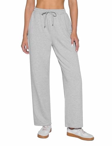 Image of Demegimi Women’s Joggers Sweatpants Straight Leg High Waisted Ladies Tracksuit Bottoms with Drawstring for Casual Lounge and Sports Grey