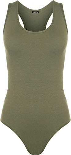 Image of Colop Womens Ladies Racer Back Sleeveless Muscle Stretch Vest Top Leotard Bodysuit (Khaki, 16-18)