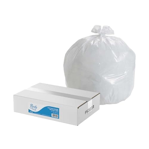 Image of Purely Smile Square Bin Liners - Ultra Durable & Tear-Resistant White Bin Bags - Durable & Tear-Resistant Bin Liners for Household & Office Use - Medium Duty Box of 1000