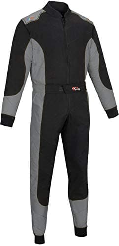 Image of PM Sports Adult Kart Racing Suit Race Rally One Piece Polycotton Karting Suit (Black & Grey, XS)