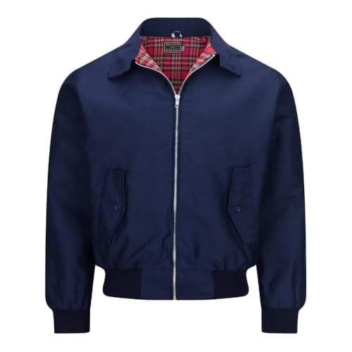 Image of WALKER AND HAWKES - Men's Black Classic Harrington Sports Smart Casual Spring Jacket - Navy - Large