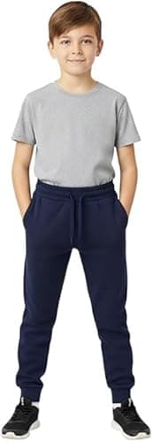 Image of ITRAT Boys Girls School Jog Pants Kids Sports Fleece PE Joggers Trouser Jogging Tracksuit Bottoms Kids Sport Gym wear Casual Trouser 5-14 Years (9-10 Navy)