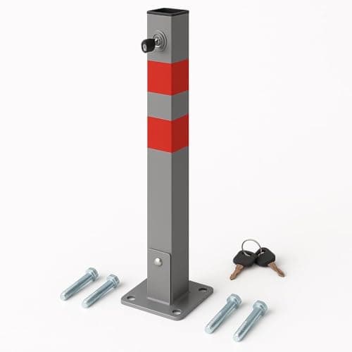 Image of Premium Steel Folding Driveway Bollard | Lockable Parking Post & Security Barrier for Parking Space, Vehicle Driveway & Car Park with 3 Keys