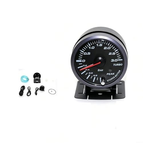 Image of TONIXY 25-Inch 60mm Turbo Boost Gauge, 3 BAR LED Car Instrument Panel, White Orange Display for Modified Vehicle Dashboard Monitoring, Black Plastic