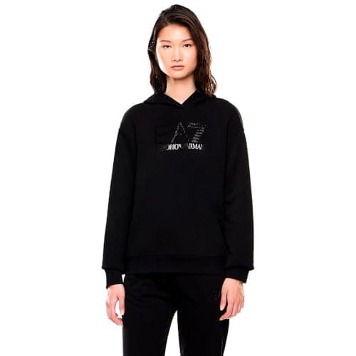Image of EA7 Emporio Armani Train Logo Series Fancy Strass Hoodie 2XL Black